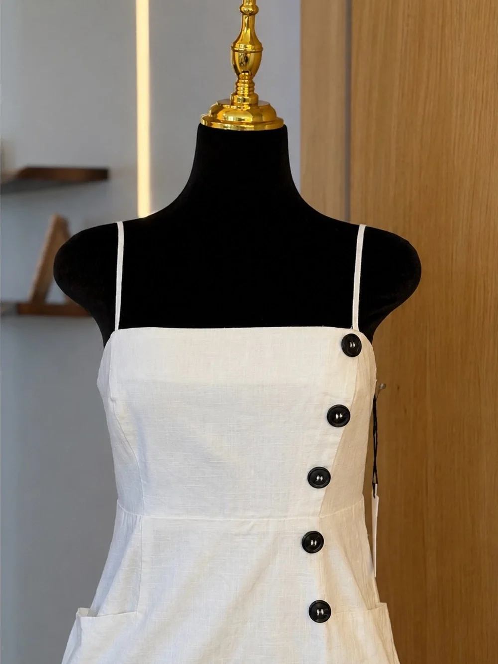 ASTR The Label Coastal Euro Summer Ivory Button Detail Mini Dress | Minimal Muse